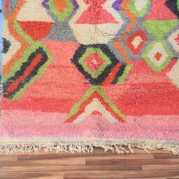 Moroccan Multi-Colors Rug, Beni Ourain Orange Wool Berber Custom Handmade Rug - thumbnail 3