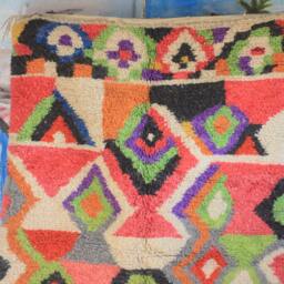 Moroccan Multi-Colors Rug, Beni Ourain Orange Wool Berber Custom Handmade Rug - thumbnail 2