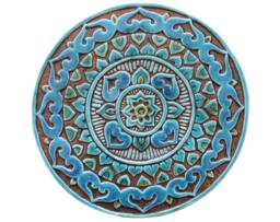 Ethnic Wall Hanging With Mandala Design For Outdoor Decor, Circle Ceramic Tile Kitchen Art, Mandalita 30cm Turquoise - thumbnail 1