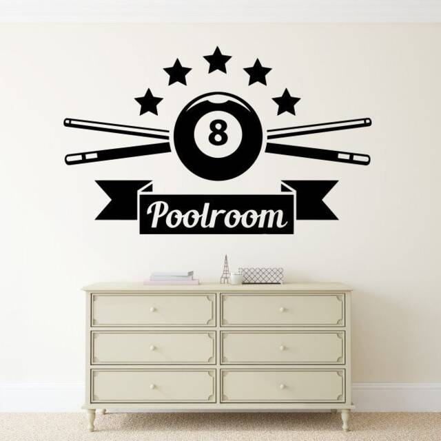 Poolroom Wall Decal Billiards Logo Vinyl Sticker Sport Art Decor - 84Nr - image 1