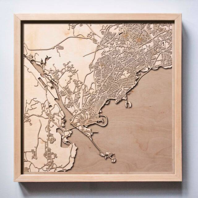 Panama Wooden Map - Laser Cut City Streets, Framed 3D Wall Art - image 1