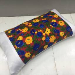 Floral Ikat Lumbar Pillow Cover, Red & Blue Accent - 12x20 - thumbnail 4