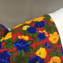 Floral Ikat Lumbar Pillow Cover, Red & Blue Accent - 12x20 - thumbnail 3