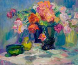Fiesta Of Flowers - Print Original, Large Impressionist Oil On Canvas Painting - thumbnail 1