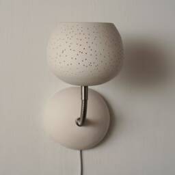Handmade Ceramic Plug-In Wall Sconce - Organic Modern Minimalist Touch-Dimmer Lamp Adjustable Gooseneck Bedside Light - thumbnail 2