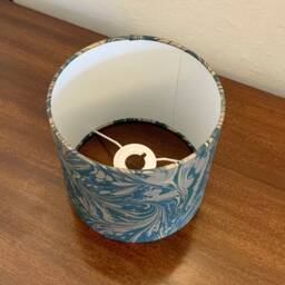 Handmade Drum Lampshade in Marbled Paper - thumbnail 4