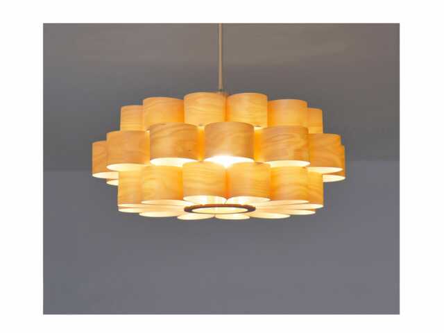 L10B, 60-70cm Handmade Wood Pendant Lamp, Birch Veneer. Ceiling Design Hanging Chandelier Light - image 1