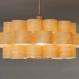 L10B, 60-70cm Handmade Wood Pendant Lamp, Birch Veneer. Ceiling Design Hanging Chandelier Light - thumbnail 3