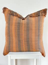 Brown Tribal Hemp Hand Woven Natural Dye Color Hmong Lumbar Pillow Cover - thumbnail 1