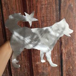 Siberian Husky Dog Christmas Tree Topper, Wreath Decoration Or Wall Hanging, Holiday, Star, Metal Silhouette, Huskies, Pet Memorial - thumbnail 2