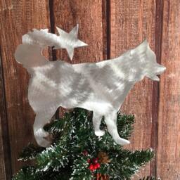 Siberian Husky Dog Christmas Tree Topper, Wreath Decoration Or Wall Hanging, Holiday, Star, Metal Silhouette, Huskies, Pet Memorial
