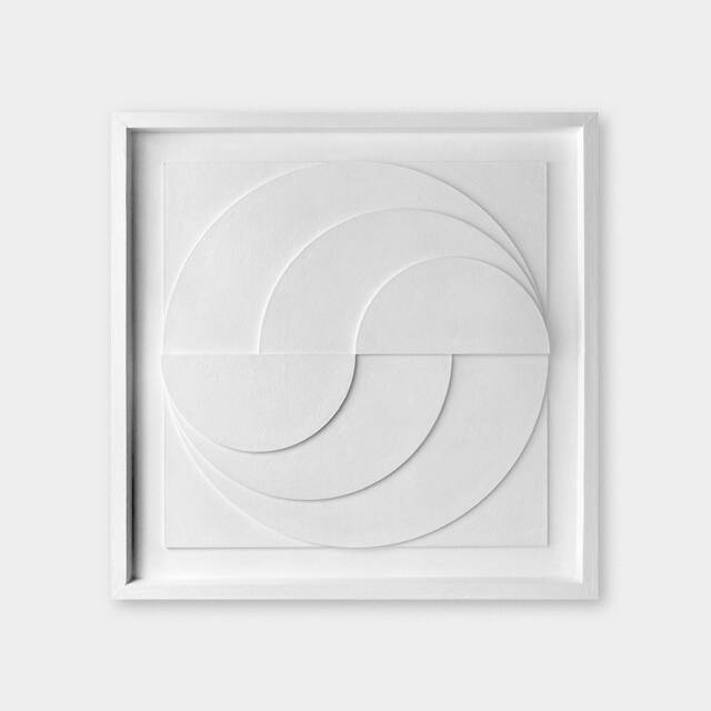 Geometric Relief Wall Sculpture - Mid Century Modern Wood Art - 50x50cm - image 1