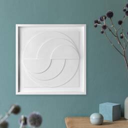 Geometric Relief Wall Sculpture - Mid Century Modern Wood Art - 50x50cm - thumbnail 2