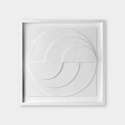 Geometric Relief Wall Sculpture - Mid Century Modern Wood Art - 50x50cm - thumbnail 1