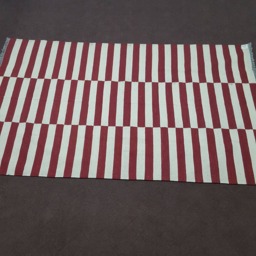 Red & White Striped Kilim Rug, Custom Handmade Wool Area Modern Flatweave - thumbnail 2