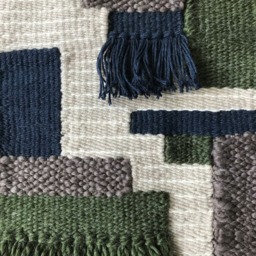 Purple Green Striped Hand Woven Wall Hanging, Medium Weaving, Statement Art, Yarn Tapestry, Weaving - thumbnail 3