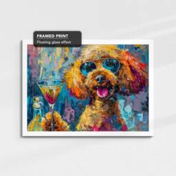 Poodle Toasting Drink Glasses Dog Pet Art Abstract Oil Painting Framed Poster Print & Canvas Wall Living Home Decor Interior Gift - thumbnail 3