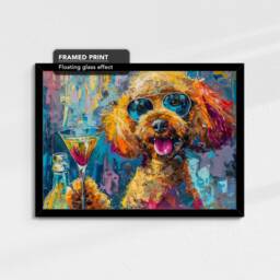 Poodle Toasting Drink Glasses Dog Pet Art Abstract Oil Painting Framed Poster Print & Canvas Wall Living Home Decor Interior Gift - thumbnail 2