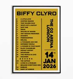 Biffy Clyro Setlist Print 14Th January 2026 London O2 Arena - Indie Rock Music - thumbnail 1