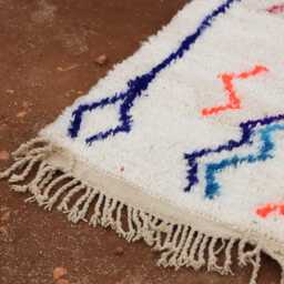 Custom Handmade White Wool Moroccan Rug Colorful Geometric Berber Carpet - thumbnail 4