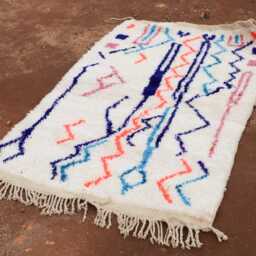 Custom Handmade White Wool Moroccan Rug Colorful Geometric Berber Carpet - thumbnail 2