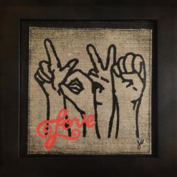 Love in Sign, Sign Language, Hand Crafted, Printed & Framed. Unique Gift Wall Art - thumbnail 2