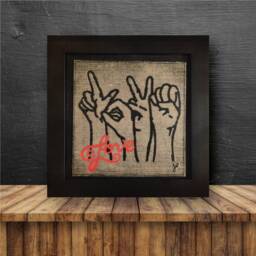 Love in Sign, Sign Language, Hand Crafted, Printed & Framed. Unique Gift Wall Art - thumbnail 1