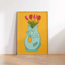 Fish Vase Print Poster, Living Room Wall Print, Bedroom Decor, Typography Art Dopamine Kitchen Portrait, Jug - thumbnail 3
