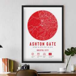 Bristol City Ashton Gate Minimalist Map Prints & Frames - The Robins F.c. Gift Decor Dad Memorabilia Granddad Uncle Brother Football - thumbnail 3