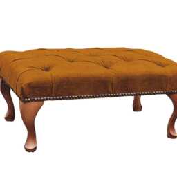 Chesterfield High Back Wing Chair & Stool - Presented in Luxury Turmeric Velvet The Kensington - thumbnail 2