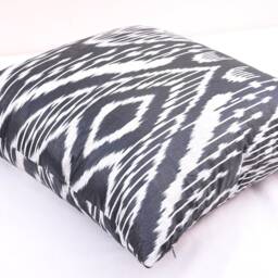 Handmade Black Ikat Pillow Cover, Ethnic Home Decor - 20x20 Inch - thumbnail 2