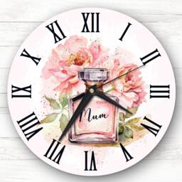 Mum Watercolour Perfume Bottle Personalised Gift Clock - thumbnail 1