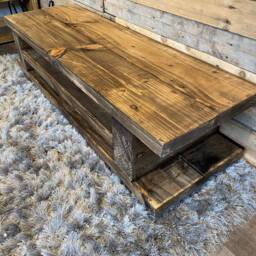 Rustic Chunky Wood Tv Stand, Reclaimed Pine - thumbnail 2