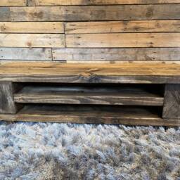 Rustic Chunky Wood Tv Stand, Reclaimed Pine - thumbnail 3