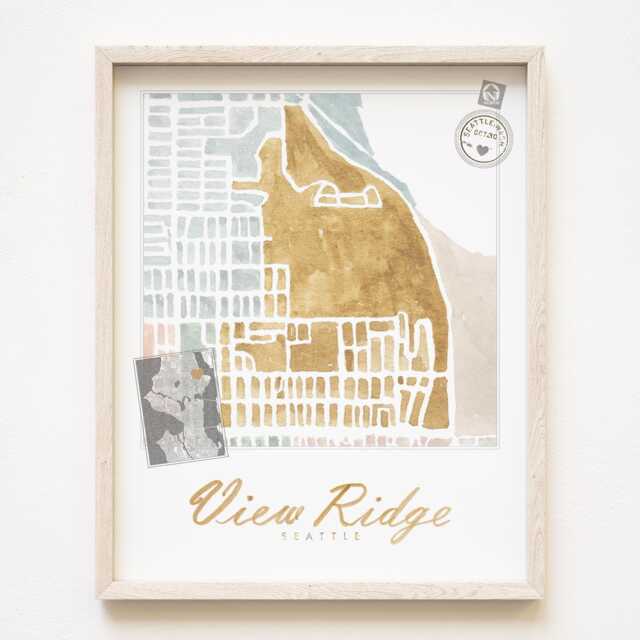 View Ridge Seattle Neighborhood Map Watercolor Print Washington City Block Plan - Art Print Northeast Wall Local Realtor Gift - image 1
