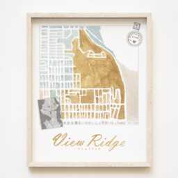 View Ridge Seattle Neighborhood Map Watercolor Print Washington City Block Plan - Art Print Northeast Wall Local Realtor Gift - thumbnail 1