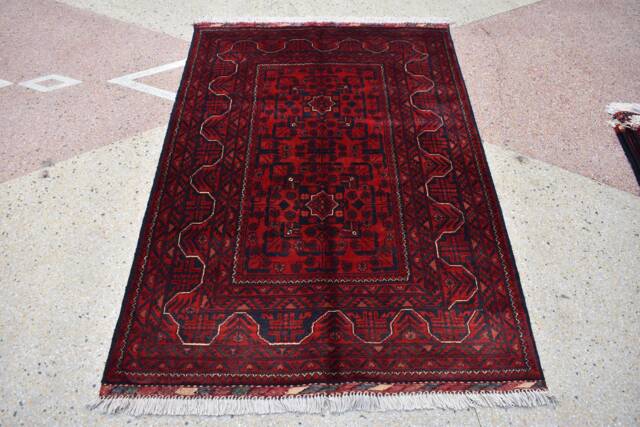 4x3 Afghan Bokhara Rug 100% Wool Turkmen Rug, Vegetable Dyes - image 1