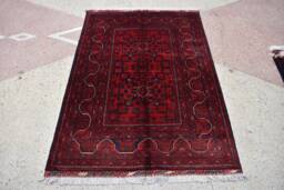 4x3 Afghan Bokhara Rug 100% Wool Turkmen Rug, Vegetable Dyes - thumbnail 1