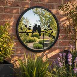 Two Little Birds Garden Mirror, Outdoor Acrylic Mirror Wall Art, Wildlife Decor - thumbnail 1