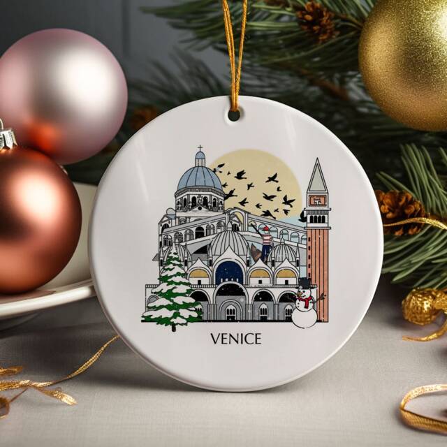 Venice Italy Personalised Christmas Tree Ceramic Ornament Decoration Gift Present Xmas Bauble Festive Decor Holiday Travel - image 1