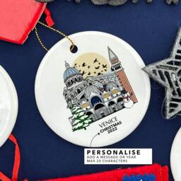 Venice Italy Personalised Christmas Tree Ceramic Ornament Decoration Gift Present Xmas Bauble Festive Decor Holiday Travel - thumbnail 2