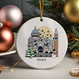 Venice Italy Personalised Christmas Tree Ceramic Ornament Decoration Gift Present Xmas Bauble Festive Decor Holiday Travel - thumbnail 1