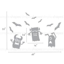 Halloween Monster & Bat Wall Decals Spooky Vinyl Stickers - thumbnail 2