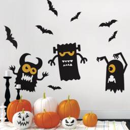 Halloween Monster & Bat Wall Decals Spooky Vinyl Stickers - thumbnail 1