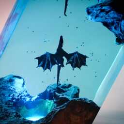 Premium Dragon Duo Skies Lamp - Handmade Shadow Dragons Resin Inspired Diorama Light, Fantasy Decor & Unique Gift For Fans - thumbnail 2