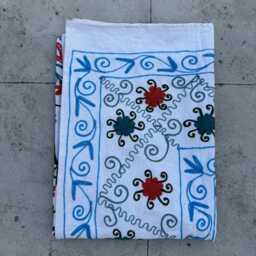 Hand-Embroidered Cotton Suzani Quilt - Reversible Folk Textile, Vibrant Boho Throw, Decorative Bedding - thumbnail 4