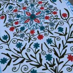 Hand-Embroidered Cotton Suzani Quilt - Reversible Folk Textile, Vibrant Boho Throw, Decorative Bedding - thumbnail 3