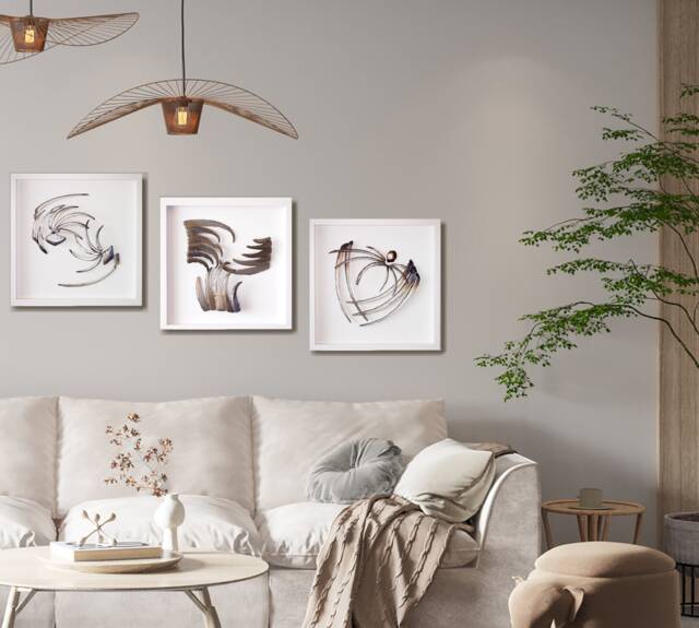 Morning Whiff, Dew & Will-O'-The-Wisp - Original Triptych, Three Steel Wall Reliefs By Stevlin Yovchev - image 1