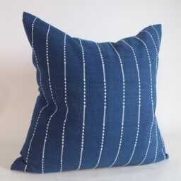 Handwoven Blue Striped Pillowcase Ethnic Chom Thong Cotton Sofa Cushion Home Decor - thumbnail 3