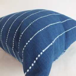 Handwoven Blue Striped Pillowcase Ethnic Chom Thong Cotton Sofa Cushion Home Decor - thumbnail 4